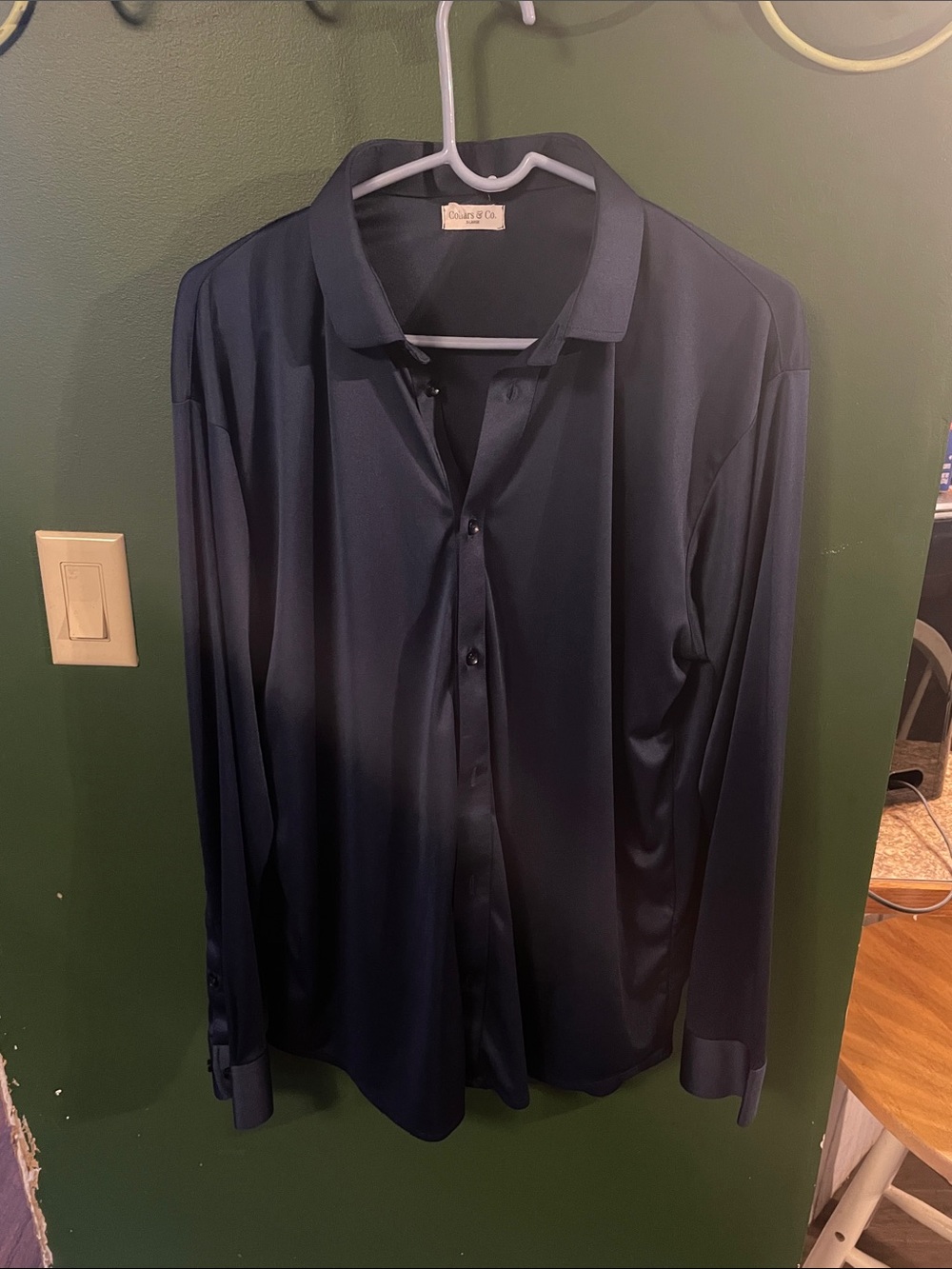 Collars&CoDark Navy Long-Sleeve Dress Shirt Size XL 010